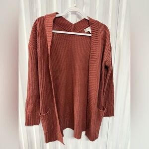 Pink Rose Rust Open Front Cardigan